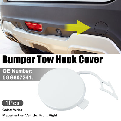 Harfington Front Right Bumper Tow Hook Cover Towing Eye Cap Fit for VW Golf VII MK7 5GG807241 - Pack of 1 White