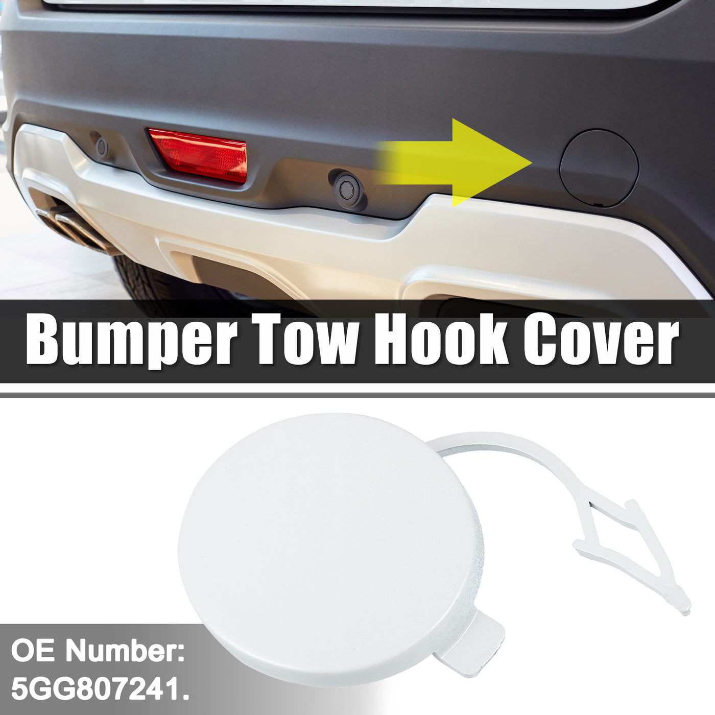 ACROPIX Front Right Bumper Tow Hook Cover Towing Eye Cap Fit for VW Golf VII MK7 5GG807241 - Pack of 1 White