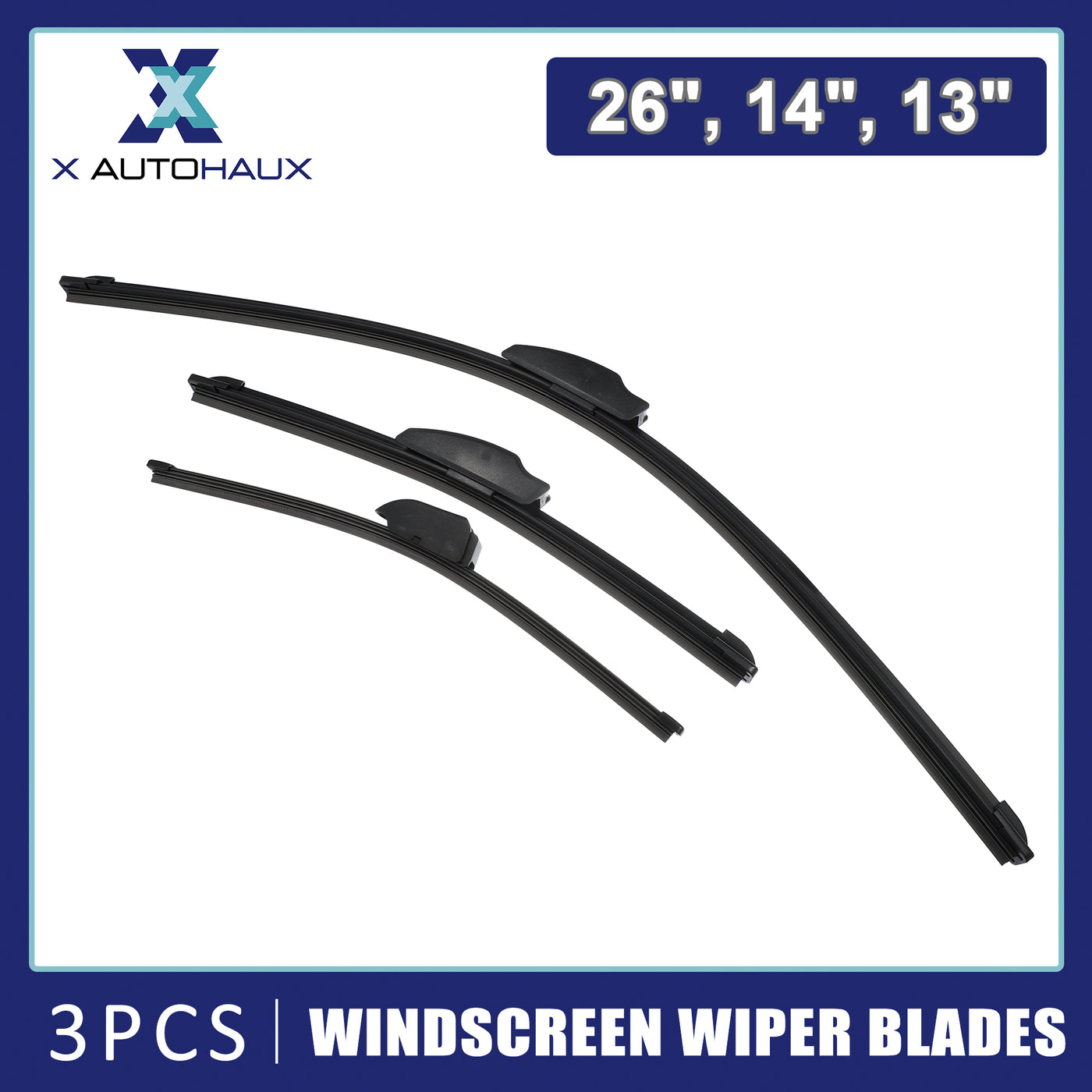 X AUTOHAUX 3 Pcs Front Rear Windscreen Wiper Blades Set for Hyundai I30 GD 2012-2017 for Hyundai Elantra GT 2012-2017