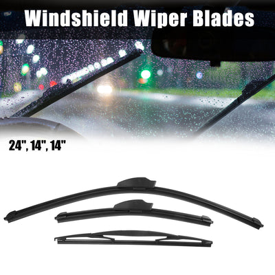 Harfington 3 Pcs Front Rear Windscreen Wiper Blades Set for Mazda 2 DE 2007 2008 2009 2010 2011 2012 2013 2014