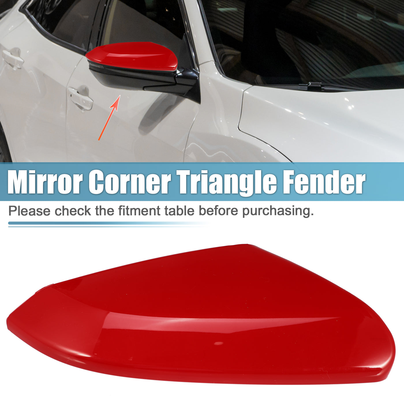 X AUTOHAUX Mirror Corner Triangle Fender Cover Rearview Triangle Trim Panel Right Side for Honda Civic 2016-2021 76201-TBA-A11 Red