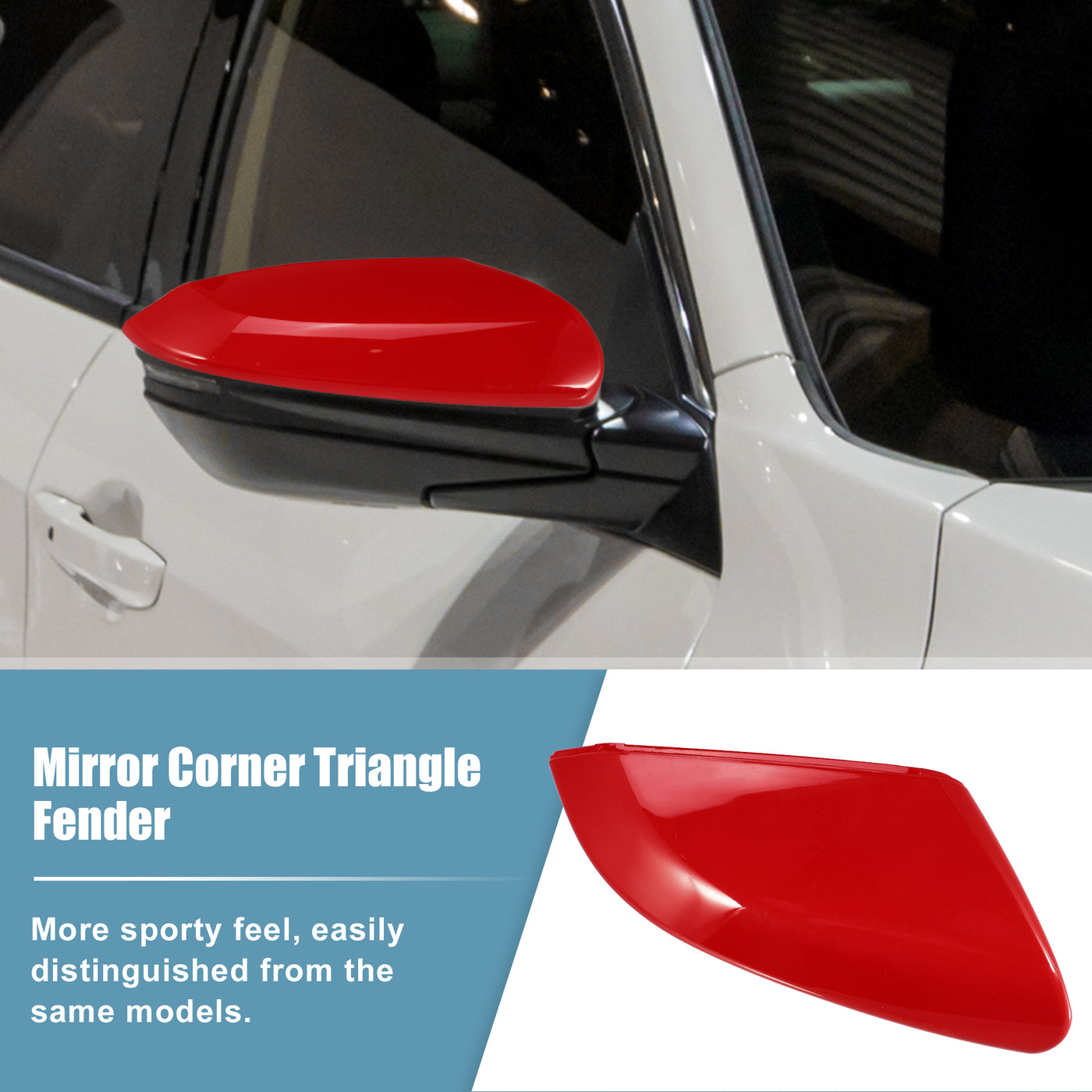 X AUTOHAUX Mirror Corner Triangle Fender Cover Rearview Triangle Trim Panel Right Side for Honda Civic 2016-2021 76201-TBA-A11 Red