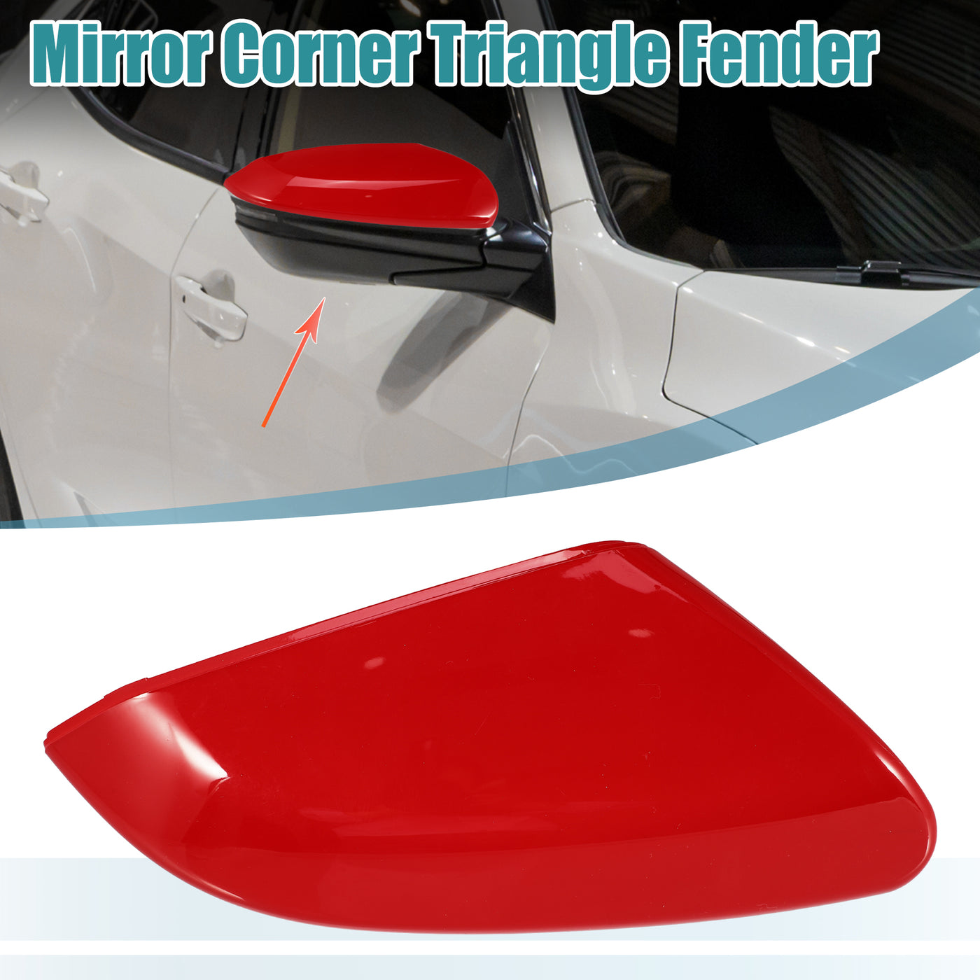 X AUTOHAUX Mirror Corner Triangle Fender Cover Rearview Triangle Trim Panel Right Side for Honda Civic 2016-2021 76201-TBA-A11 Red