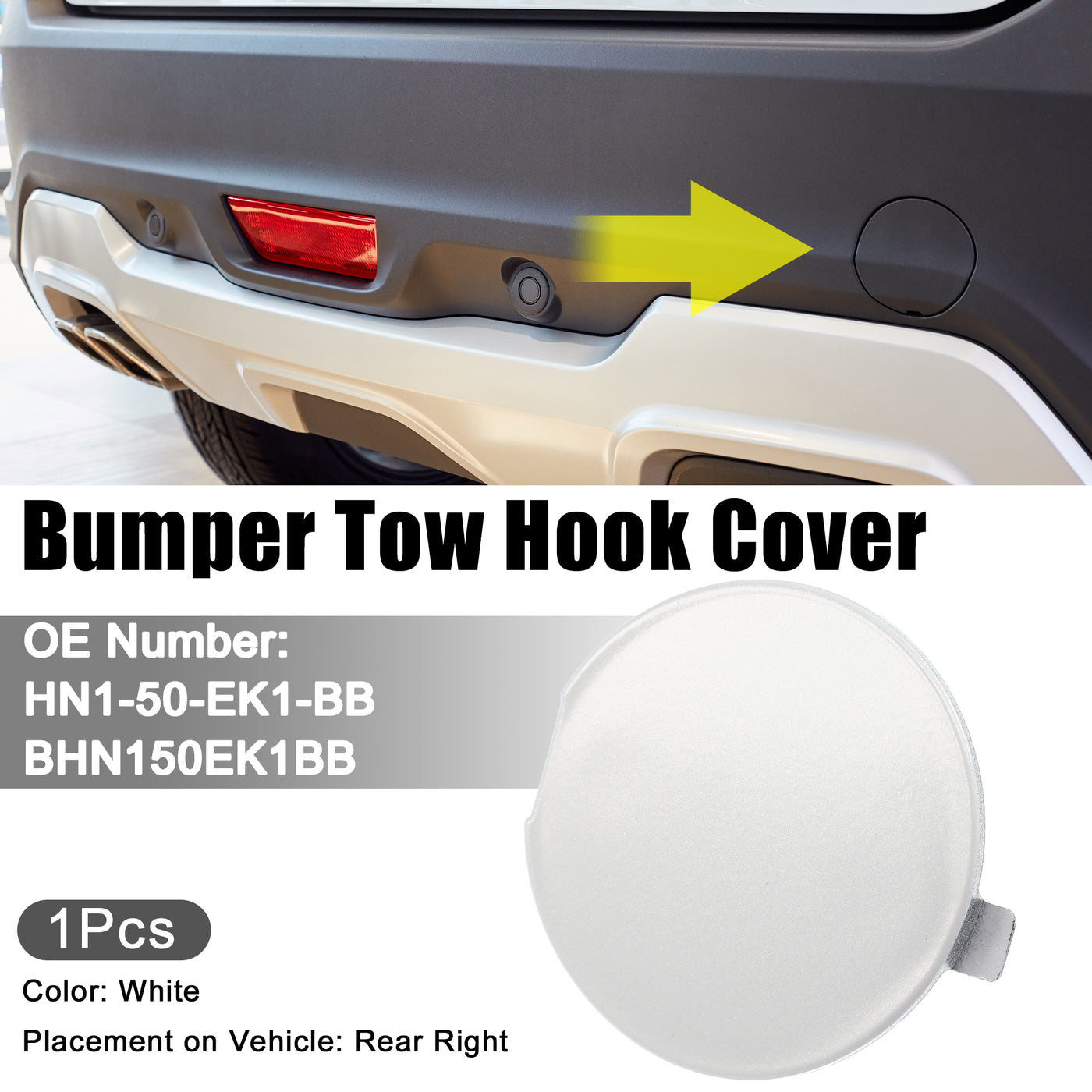 ACROPIX Car Rear Right Bumper Towing Tow Eye Hook Cover Fit for Mazda 3 2014-2018 NO.HN1-50-EK1-BB - Pack of 1 White