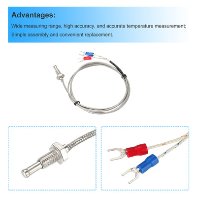 Harfington K Type Temperature Sensor 5pcs M6 Screw Temperature Probes Thermocouple 6.6ft 0 to 800°C(32 to 1472°F)