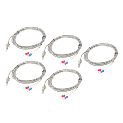 Harfington K Type Temperature Sensor 5pcs M6 Screw Temperature Probes Thermocouple 6.6ft 0 to 800°C(32 to 1472°F)