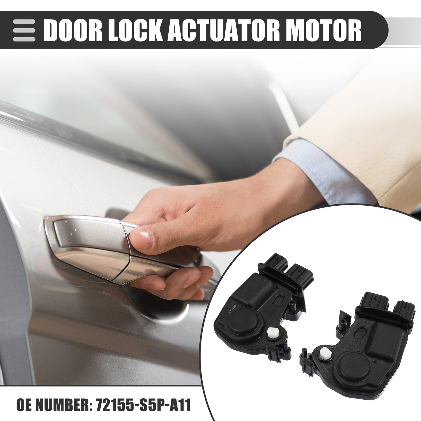 Motoforti Door Lock Actuator, Front Left and Right Side Sliding Door Actuator, for Honda Element 03-11, Plastic, 72155-S5P-A11, Black, 1 Pair