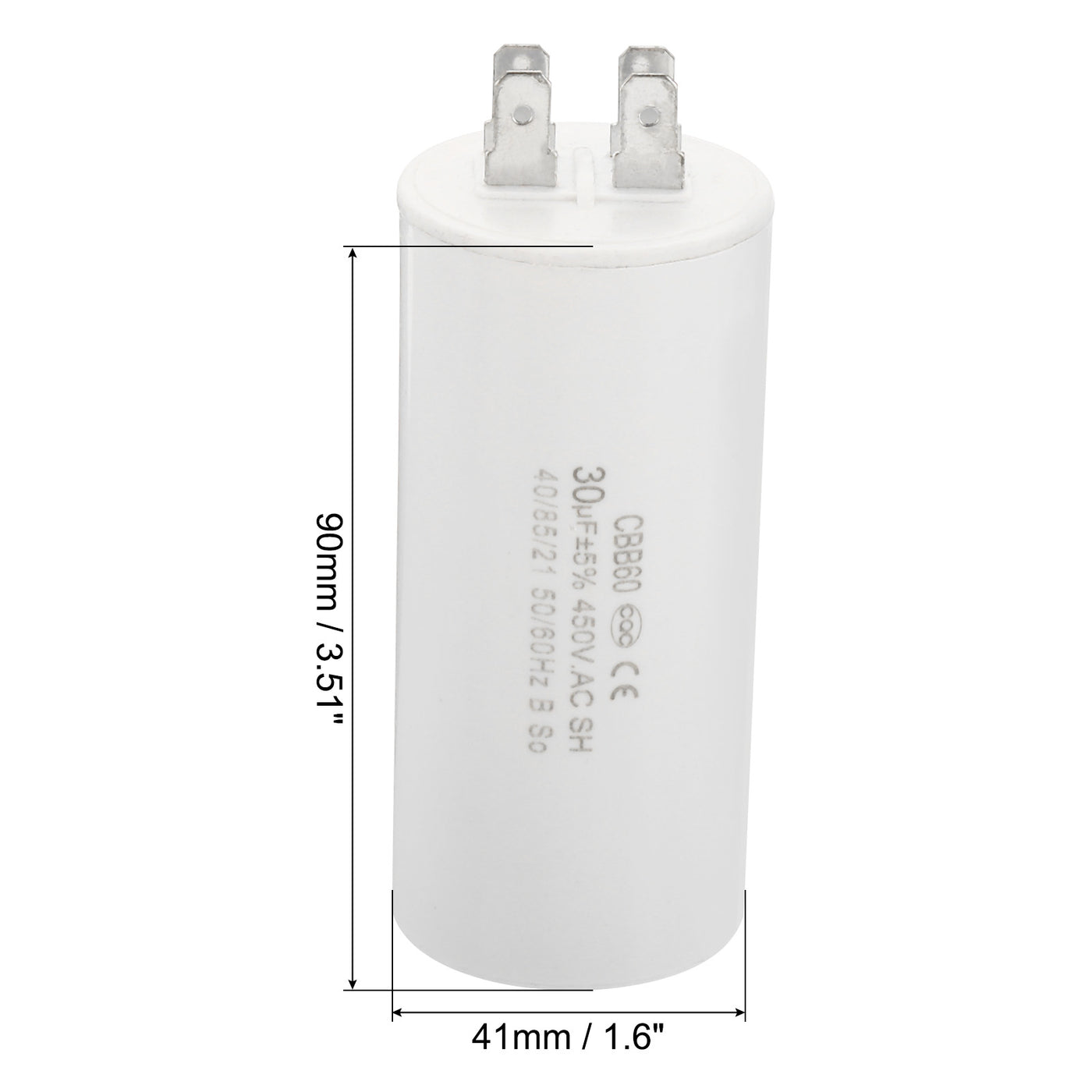 Harfington CBB60 30uF Running Capacitor,2Pcs AC450V 4 Pins 50/60Hz Cylinder 1.6x3.51inch