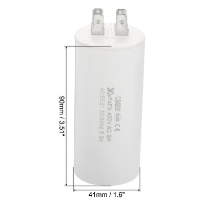 Harfington CBB60 30uF Running Capacitor,2Pcs AC450V 4 Pins 50/60Hz Cylinder 1.6x3.51inch