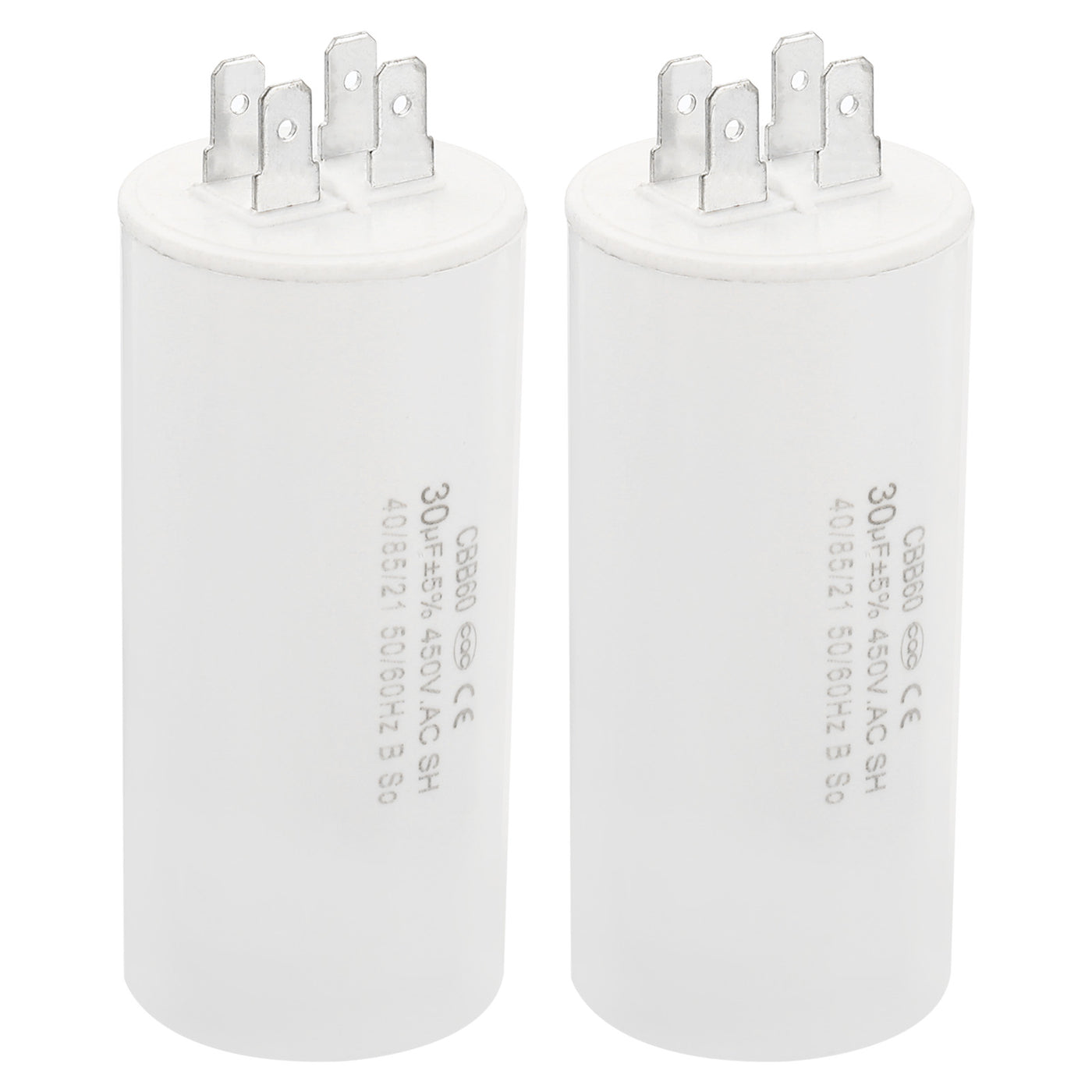 Harfington CBB60 30uF Running Capacitor,2Pcs AC450V 4 Pins 50/60Hz Cylinder 1.6x3.51inch