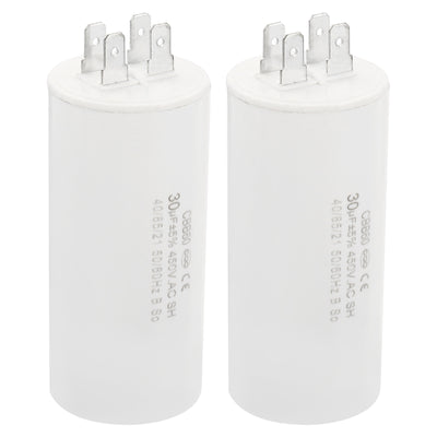 Harfington CBB60 30uF Running Capacitor,2Pcs AC450V 4 Pins 50/60Hz Cylinder 1.6x3.51inch