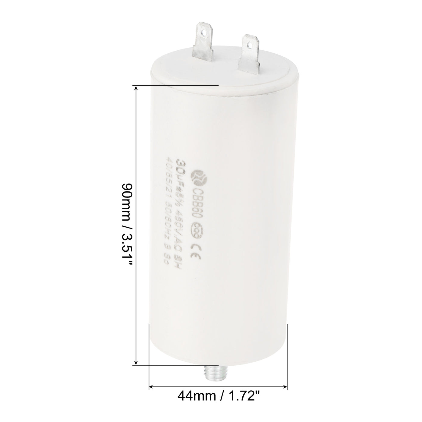 Harfington CBB60 30uF Running Capacitor,2Pcs AC450V 2 Pins M8 Screws 50/60Hz 1.72x3.51inch