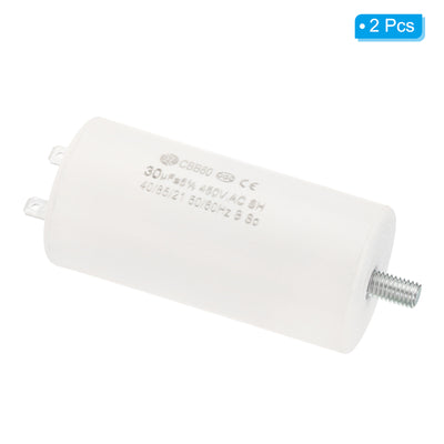 Harfington CBB60 30uF Running Capacitor,2Pcs AC450V 2 Pins M8 Screws 50/60Hz 1.72x3.51inch