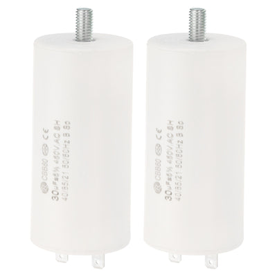 Harfington CBB60 30uF Running Capacitor,2Pcs AC450V 2 Pins M8 Screws 50/60Hz 1.72x3.51inch