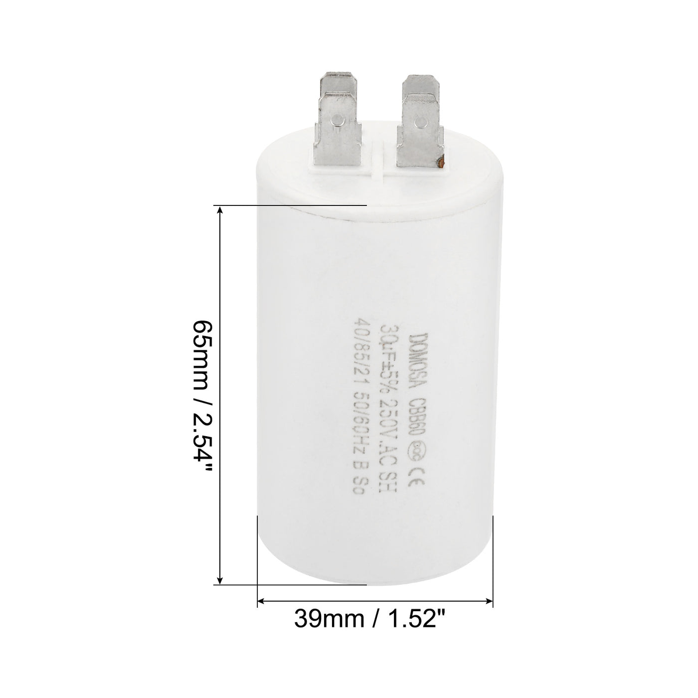 Harfington CBB60 30uF Running Capacitor,2Pcs AC250V 4 Pins 50/60Hz Cylinder 1.52x2.54inch