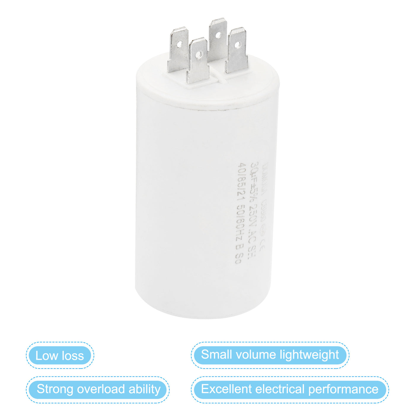 Harfington CBB60 30uF Running Capacitor,2Pcs AC250V 4 Pins 50/60Hz Cylinder 1.52x2.54inch