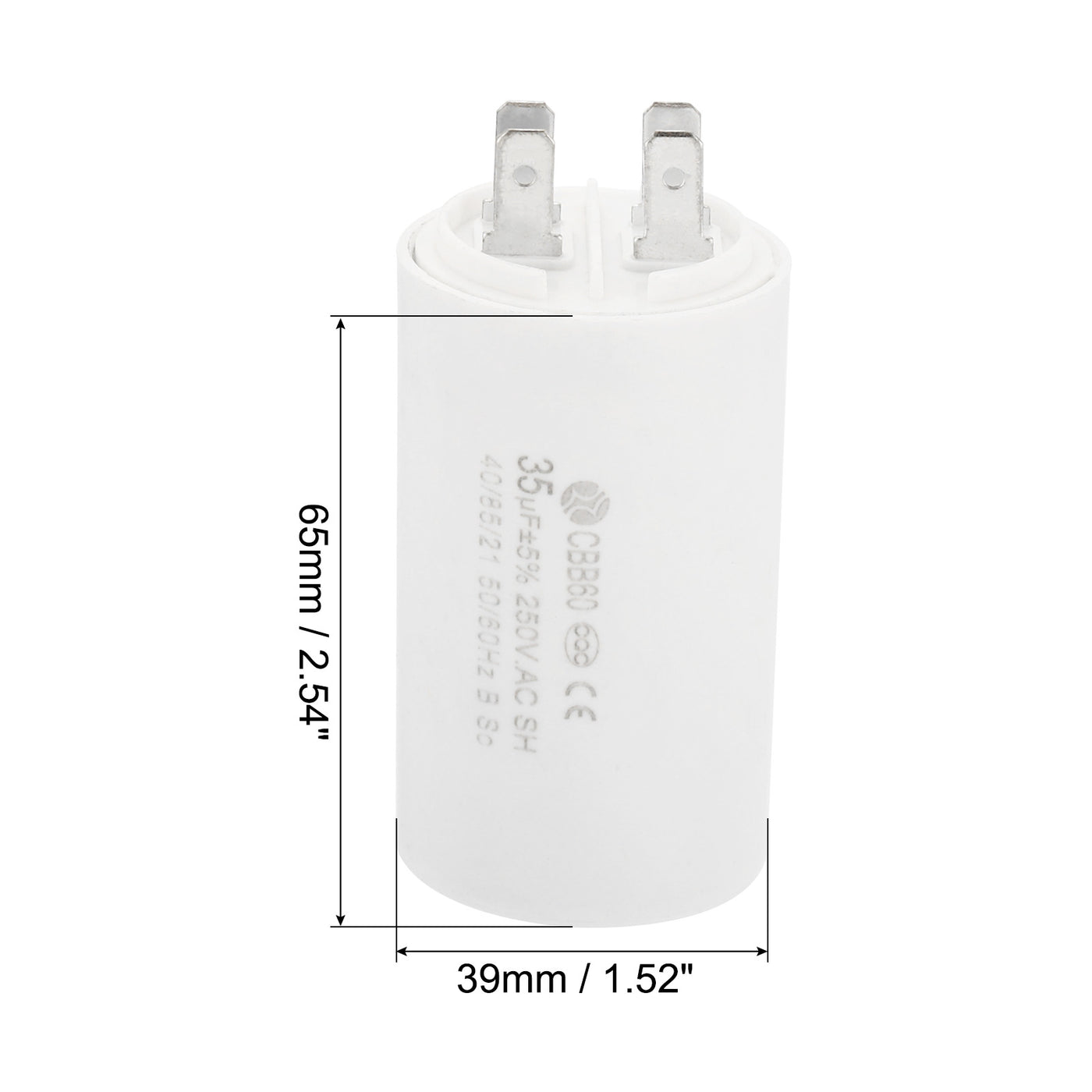 Harfington CBB60 35uF Running Capacitor,2Pcs AC250V 4 Pins 50/60Hz Cylinder 1.52x2.54inch