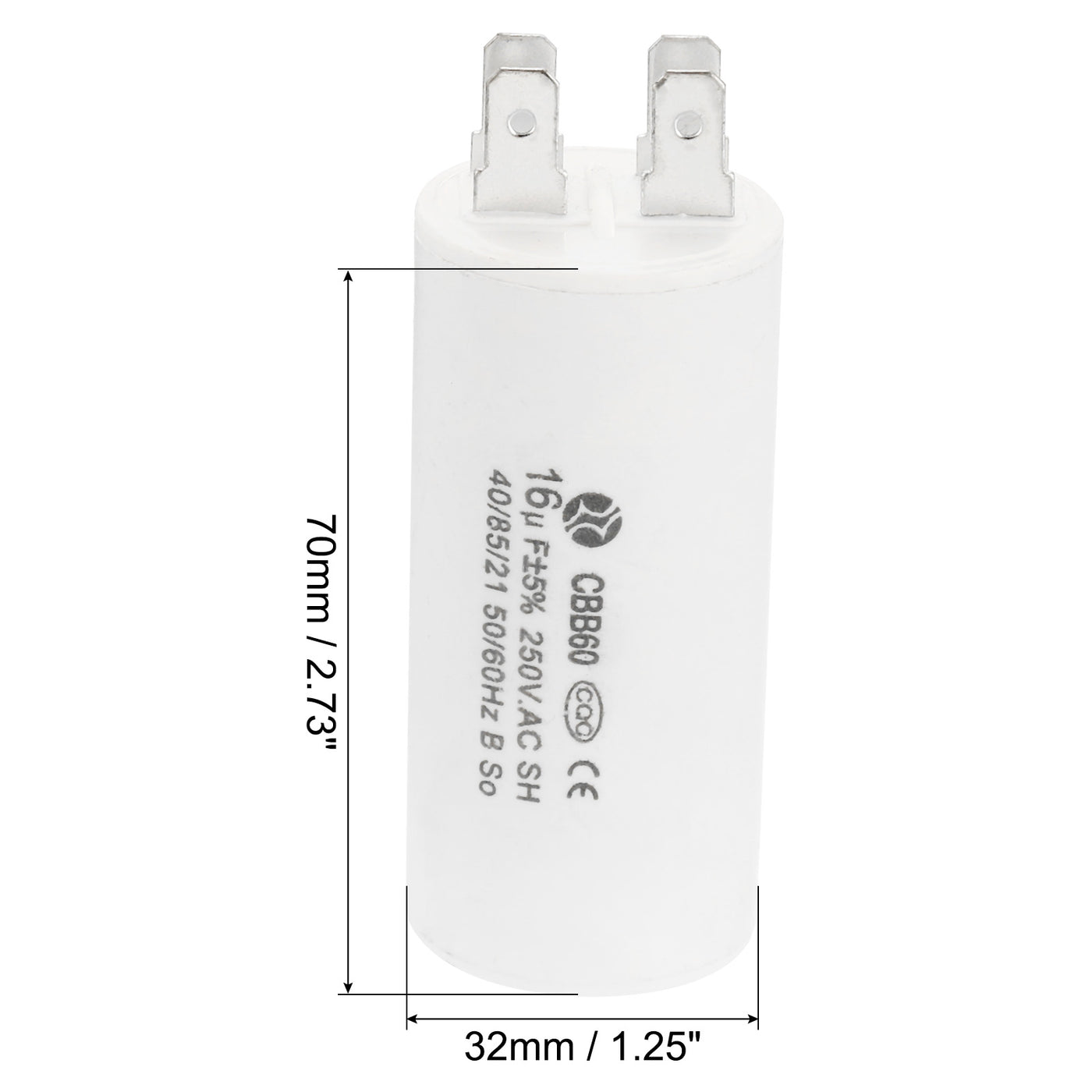 Harfington CBB60 16uF Running Capacitor,2Pcs AC250V 4 Pins 50/60Hz Cylinder 1.25x2.73inch