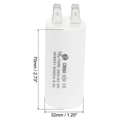 Harfington CBB60 16uF Running Capacitor,2Pcs AC250V 4 Pins 50/60Hz Cylinder 1.25x2.73inch