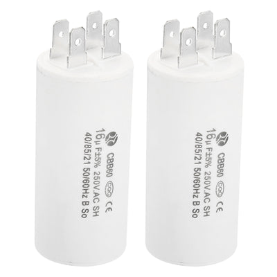 Harfington CBB60 16uF Running Capacitor,2Pcs AC250V 4 Pins 50/60Hz Cylinder 1.25x2.73inch