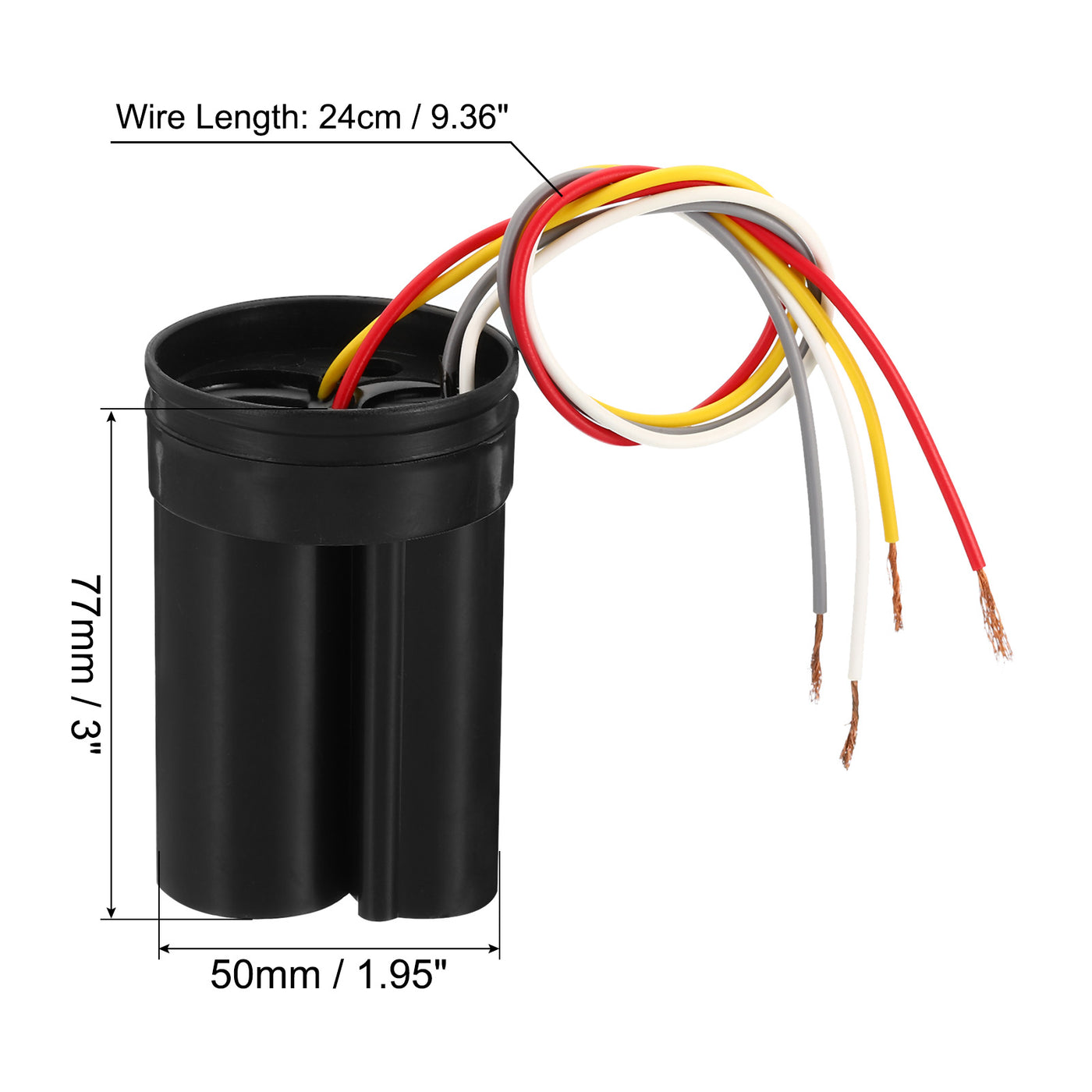 Harfington CBB60 5+3uF Running Capacitor,1Pcs AC450V 4 Wires 50/60Hz Cylinder 1.95x3inch