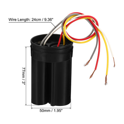 Harfington CBB60 8+4uF Running Capacitor,1Pcs AC450V 4 Wires 50/60Hz Cylinder 1.95x3inch