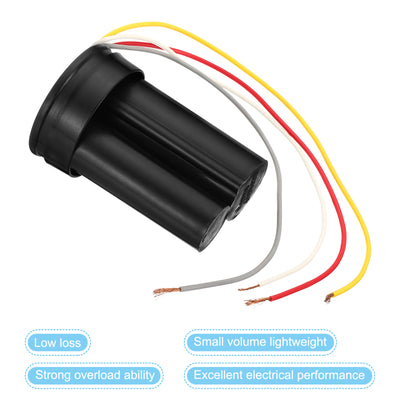 Harfington CBB60 8+4uF Running Capacitor,1Pcs AC450V 4 Wires 50/60Hz Cylinder 1.95x3inch