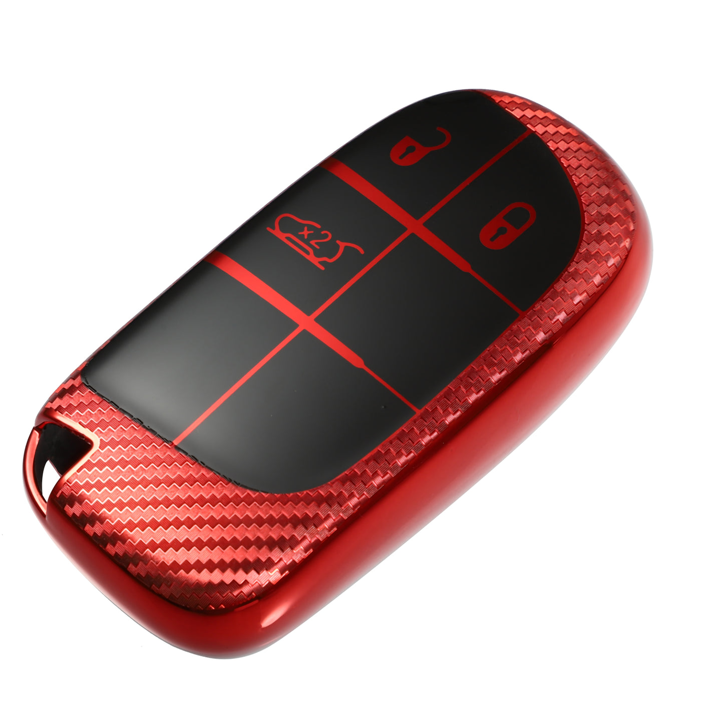 ACROPIX TPU 3 Button Keyless Entry Remote Cover Key Fob Cover Carbon Fiber Pattern Fit for Dodge Challenger - Pack of 1 Red