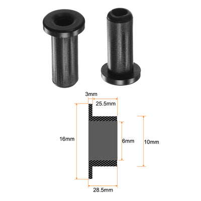 Harfington 4pcs Flanged Sleeve Bearings 6mmx10mmx28.5mm Nylon Bushings, Black