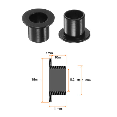 Harfington 4pcs Flanged Sleeve Bearings 8.2mmx10mmx11mm Nylon Bushings, Black