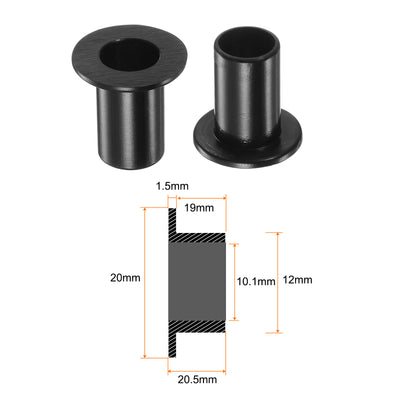 Harfington 4pcs Flanged Sleeve Bearings 10.1mmx12mmx20.5mm Nylon Bushings, Black