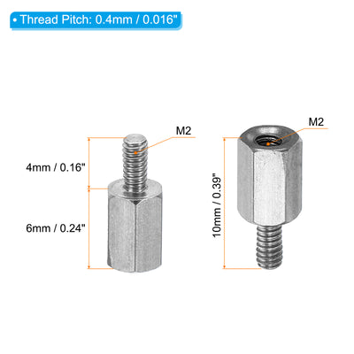 Harfington M2x6mm+4mm Male-Female Hex Standoff, 25 Pack Stainless Steel PCB Standoffs Screws for Motherboards, Computer Cases, Circuit Boards, Electronics