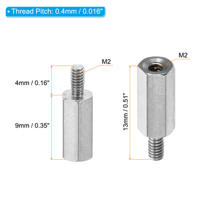 Harfington M2x9mm+4mm Male-Female Hex Standoff, 20 Pack Stainless Steel PCB Standoffs Screws for Motherboards, Computer Cases, Circuit Boards, Electronics