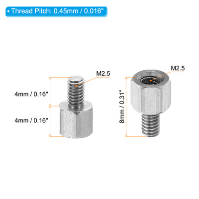 Harfington M2.5x4mm+4mm 20Pack Stecker-Buchse Sechskant Abstandshalter Edelstahl PCB Abstandshalter Schrauben für Hauptplatinen Computer Gehäuse Leiterplatten Elektronik