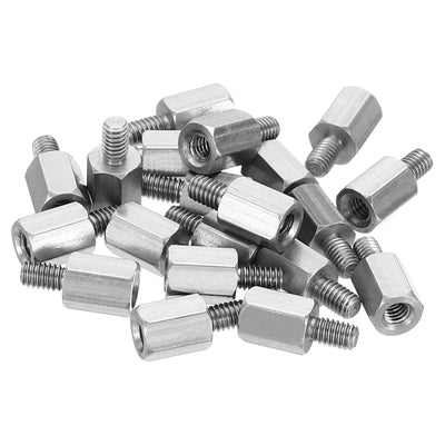 Harfington M2.5x6mm+4mm 20Pack Stecker-Buchse Sechskant Abstandshalter Edelstahl PCB Abstandshalter Schrauben für Hauptplatinen Computer Gehäuse Leiterplatten Elektronik