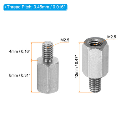 Harfington M2.5x8mm+4mm Male-Female Hex Standoff, 20 Pack Stainless Steel PCB Standoffs Screws for Motherboards, Computer Cases, Circuit Boards, Electronics