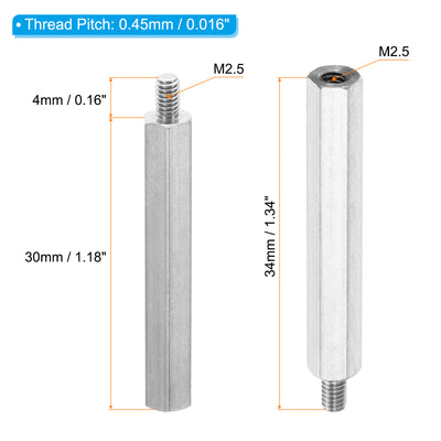 Harfington M2.5x30mm+4mm Male-Female Hex Standoff, 20 Pack Stainless Steel PCB Standoffs Screws for Motherboards, Computer Cases, Circuit Boards, Electronics