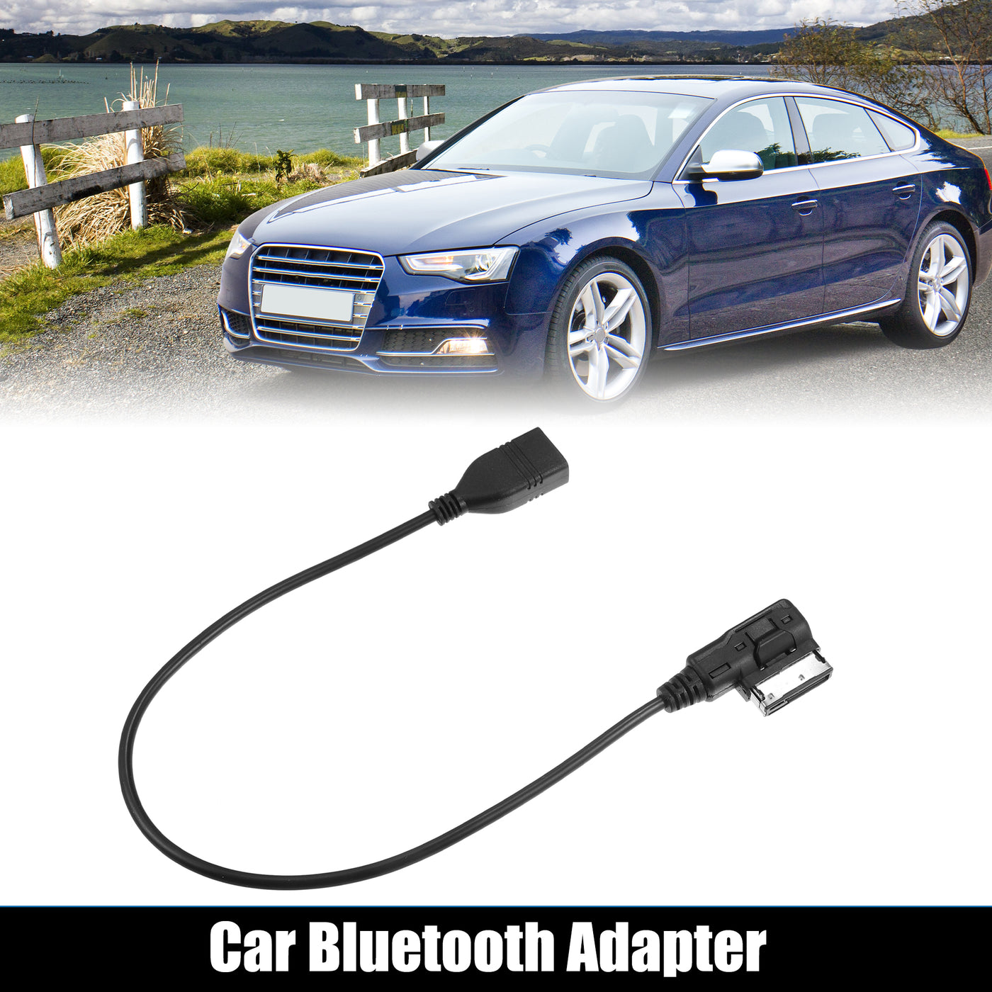 X AUTOHAUX Car Bluetooth Wireless Adapter Audio Radio Music Interface Adapter AUX Cable for Audi A3 A4L A5 A6L A8 Q5 Q7 R8 TT AMI MDI ABS Black