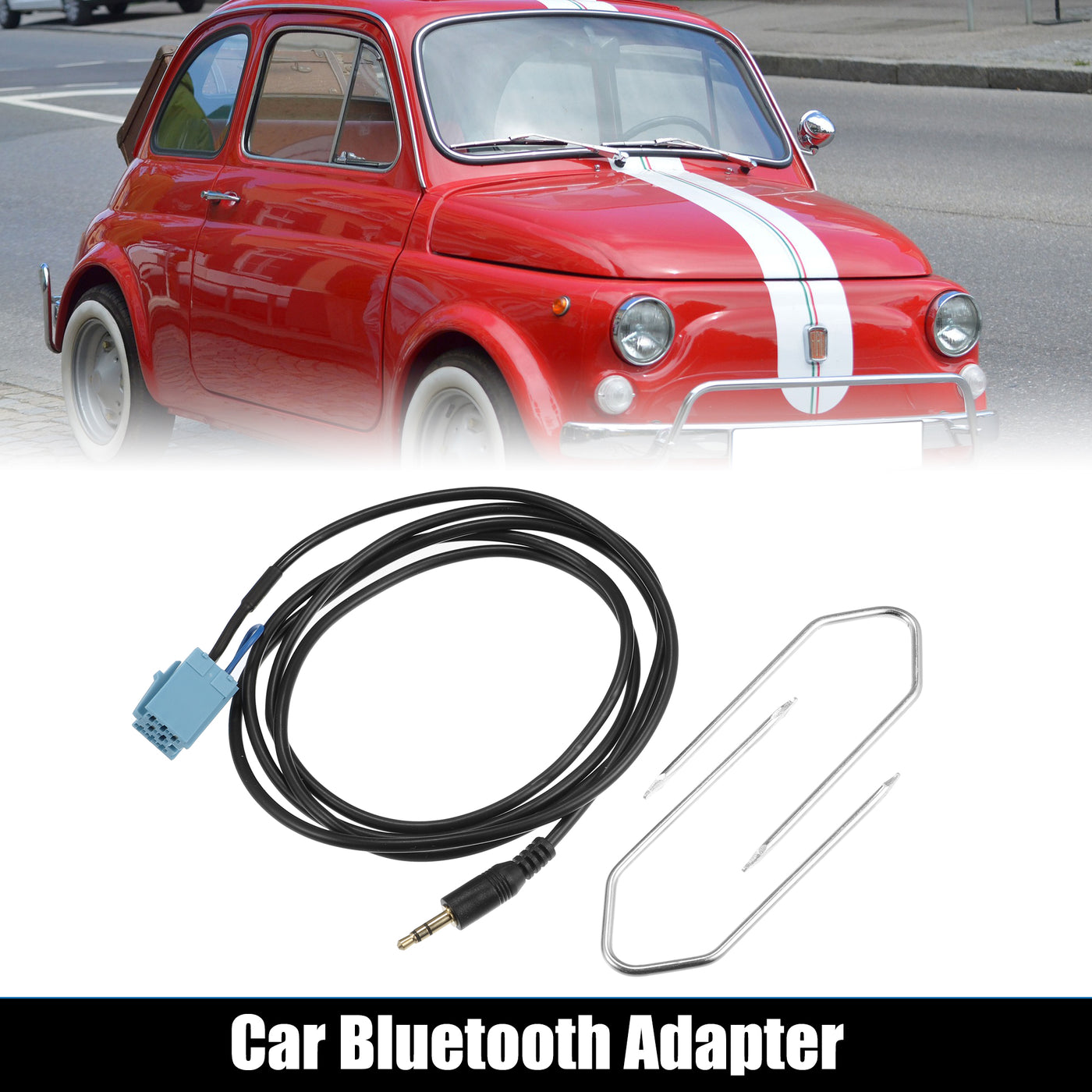 X AUTOHAUX Car Bluetooth Wireless Adapter Audio Radio Music Interface Adapter AUX Cable for Fiat 500 Grande Punto Evo Panda for Lancia Y ABS Black