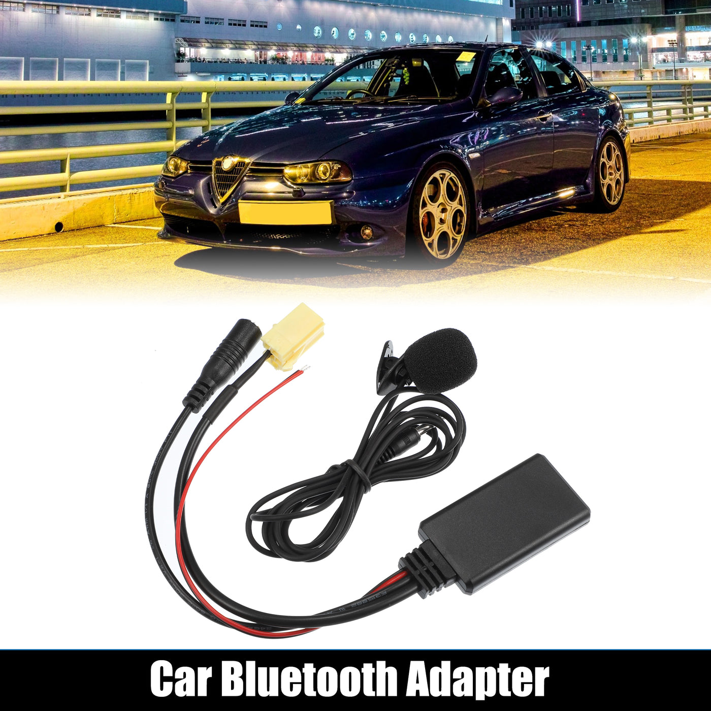 X AUTOHAUX 1 Set Car Bluetooth Wireless Adapter Audio Radio Music Interface Adapter AUX Cable with Microphone for Alfa Romeo 159 2015 for Fiat 500 2007 ABS Black