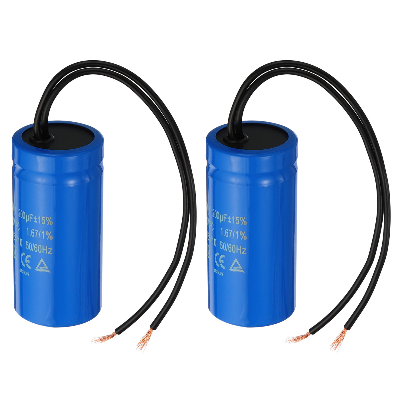 Harfington CD60 Run Capacitor, 2 Pack 200uF 250VAC 2 Wires 50/60Hz Motor Starting Capacitor for Air Compressor Motor Starts Running