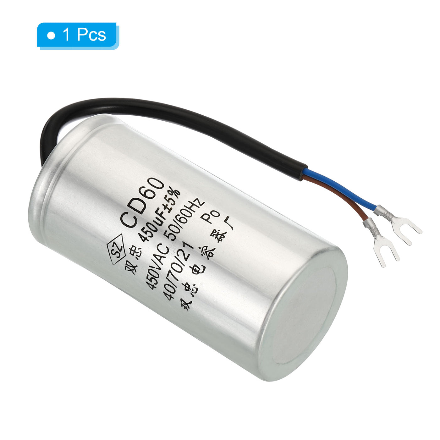 Harfington CD60 Run Capacitor, 450uF 450VAC 2 Wires 5% Tolerance 50/60Hz Motor Starting Capacitor for Air Compressor Motor Starts Running