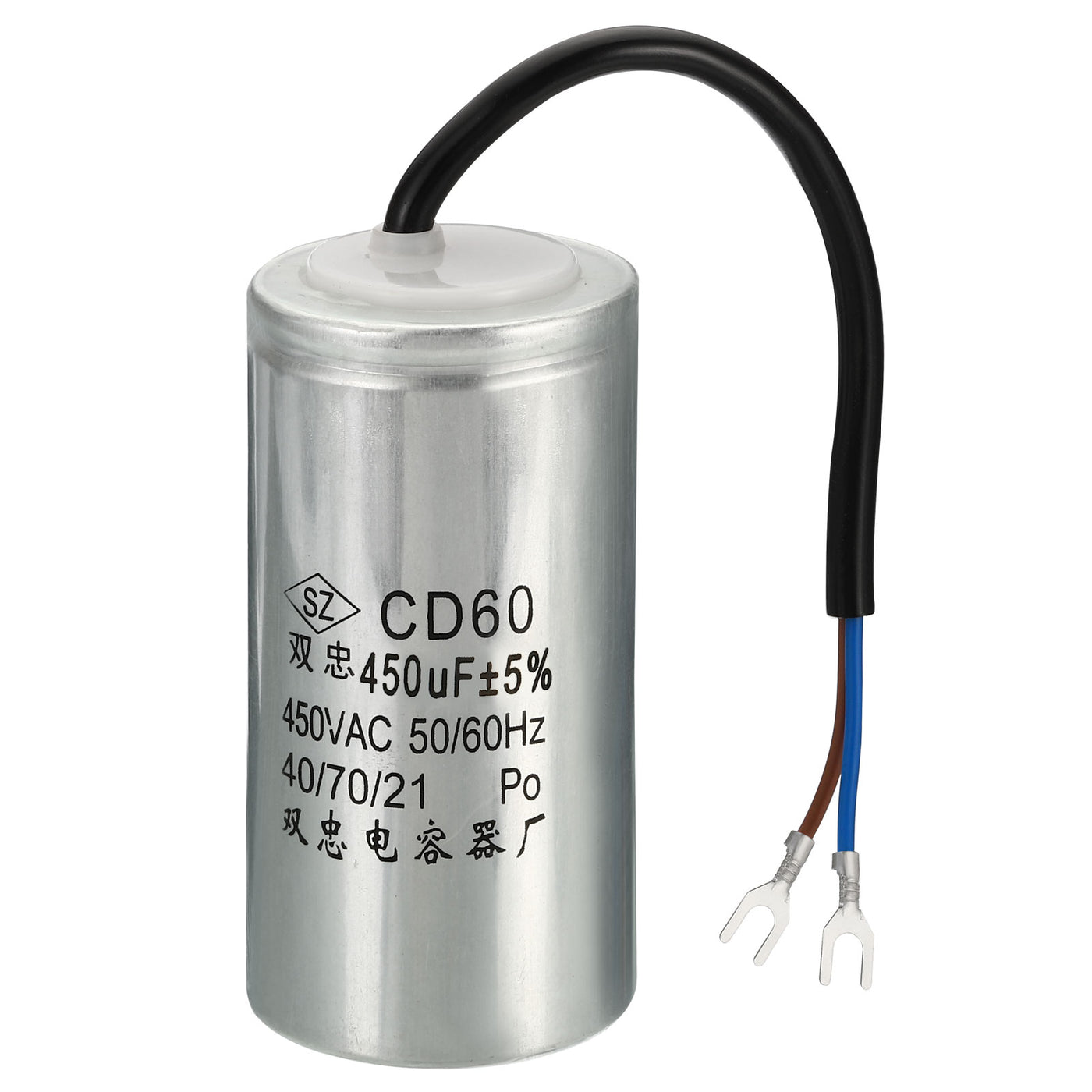 Harfington CD60 Run Capacitor, 450uF 450VAC 2 Wires 5% Tolerance 50/60Hz Motor Starting Capacitor for Air Compressor Motor Starts Running