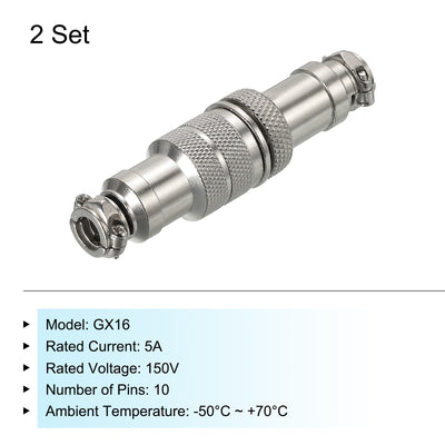 Harfington Aviation Connector GX16 10 Pins Male Female Wire Panel Docking Connector 2Pcs