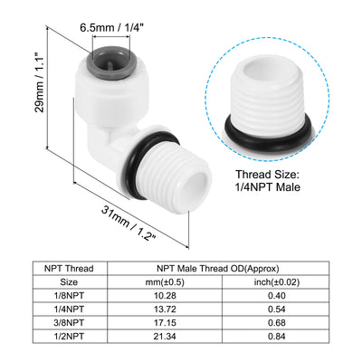 Harfington Push to Connect Fitting Elbow, Male Thread Quick Fittings POM Right Angle Hose Pipe Connector