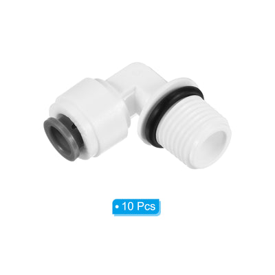 Harfington Push to Connect Fitting Elbow, Male Thread Quick Fittings POM Right Angle Hose Pipe Connector