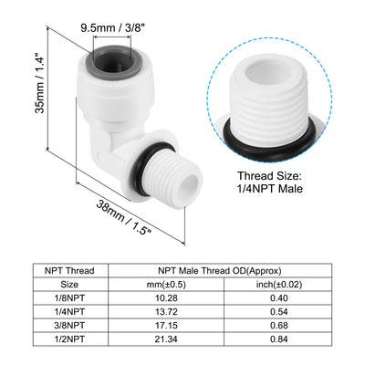 Harfington Push to Connect Fitting Elbow, Male Thread Quick Fittings POM Right Angle Hose Pipe Connector