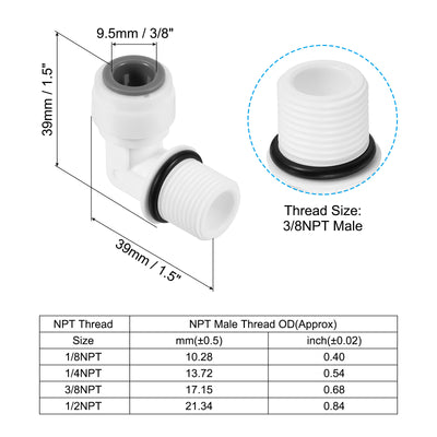 Harfington Push to Connect Fitting Elbow, Male Thread Quick Fittings POM Right Angle Hose Pipe Connector