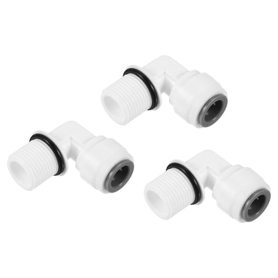 Harfington Push to Connect Fitting Elbow, Male Thread Quick Fittings POM Right Angle Hose Pipe Connector