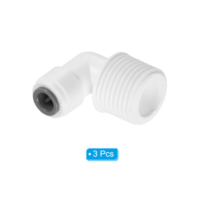 Harfington Push to Connect Fitting Elbow, Male Thread Quick Fittings POM Right Angle Hose Pipe Connector